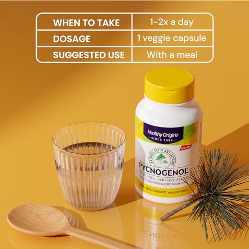 Healthy Origins Pycnogenol Pine Bark 100 mg, 60 Veggie Caps