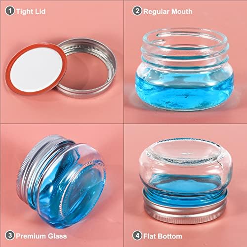 Betrome 24 Pack 4 oz Glass Mason Jars, Canning Jars with Regular Lids | 120ml Glass Storage Containers for Overnight Oats, Jam, Jelly,Honey, Beans, Spice, Wedding Party Favors, Shower Favors
