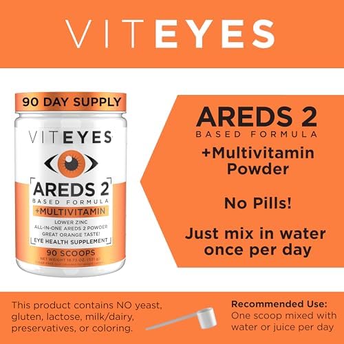 Viteyes AREDS 2 Powder + Multivitamin All-in-One, Macular Protection, Alternative to AREDS 2 chewables, No Pills, Lutein & Zeaxanthin