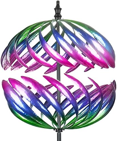 MUMTOP Wind Spinner Outdoor, Large Metal Kinetic Wind Sculptures, Blue