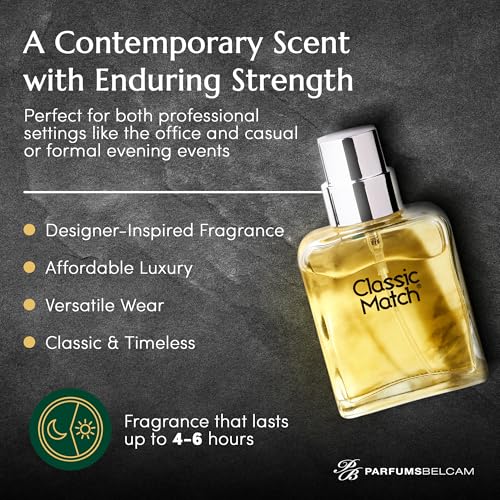 PB ParfumsBelcam Classic Match Green Eau De Toilette Spray for Men – Fresh Chypre Cologne, Bergamot, Basil, Musk, Long-Lasting Masculine Fragrance