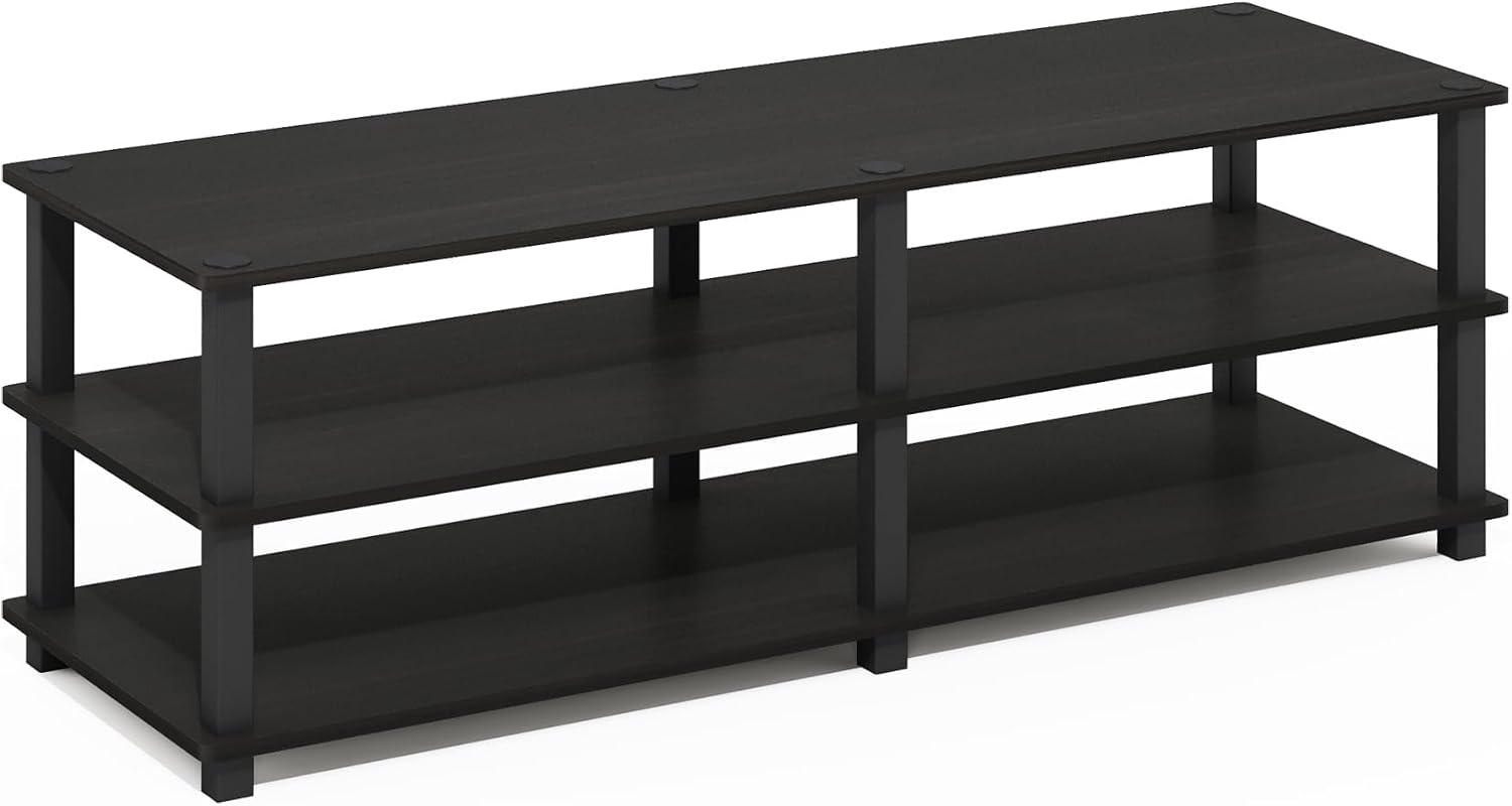 Furinno Turn-S-Tube No Tools 3-Tier Entertainment TV Stands, Dark Cherry and Black