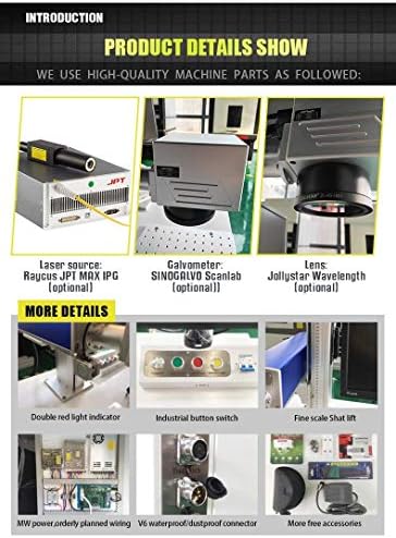 US Stock 60W Fiber Laser Engarver Machine MOPA JPT M7 Fiber Laser Marking Engraveing Machine with 175×175mm lens and 80mm Rotary Chuck Mopa Marker