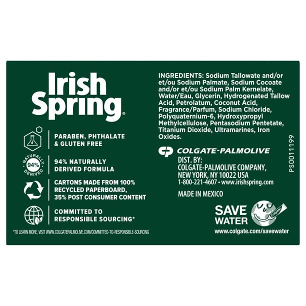 Irish Spring Deodorant Soap, Moisture Blast, 3.7 Ounce (Pack of 3)