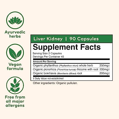 ORGANIC INDIA Liver and Kidney Cleanse Detox Repair - Herbal Supplement - Detoxify & Rejuvenate, Supports Healthy Liver & Kidney Function, Vegan, USDA Certified Organic, Non-GMO - 90 Capsules