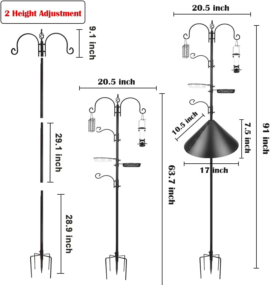 Deluxe Bird Feeding Station Kit with Multi Feeder Hanging Pole, Metal Suet Feeder, Bird Bath
