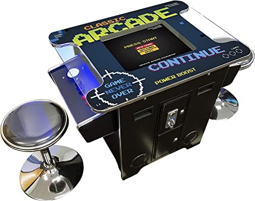 Creative Arcades Full Size Commercial Grade Cocktail Arcade Machine | 2 Player | 412 Games | 22" LCD Screen | Square Glass Top | LED | 2 Sanwa