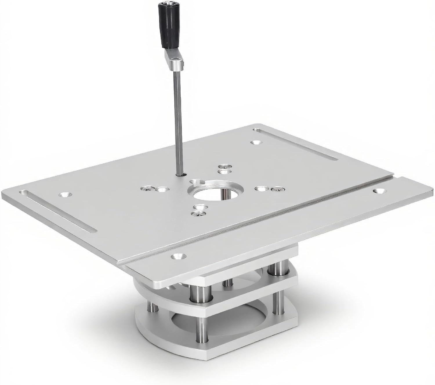 Kreg Router Table Lift Compatible, Aluminum Alloy Manual Router System Kit with Crank Handle for Easy Adjustment, Ideal for Small Trimming Machines Silver