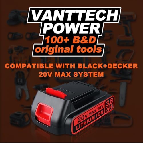 VANTTECH 2Packs 3.8Ah LBXR20 Replacement for Black and Decker 20v Battery
