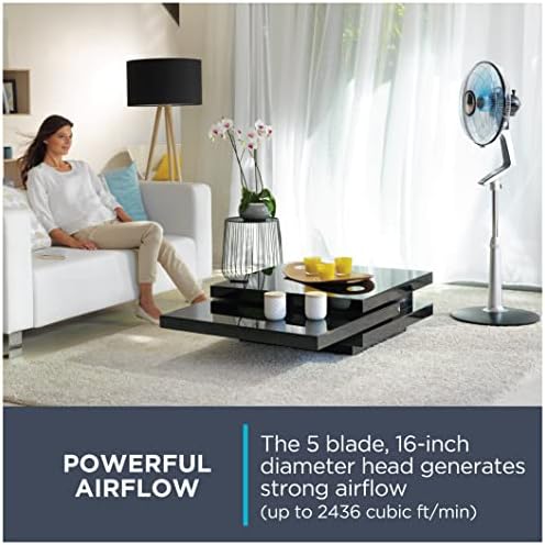 Rowenta, Desk Fan, Turbo Silence Table Fan with Remote, 18 Inches, Ultra Quiet Fan for Bedroom, Oscillating, Portable, 5 Speeds, Black, Indoor, VU2660