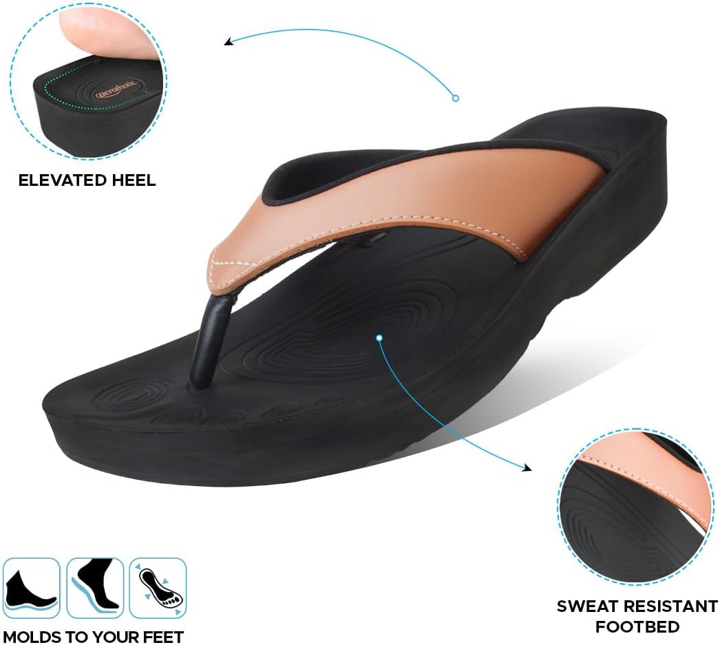 AEROTHOTIC Comfortable Arch Support Flip Flops for Women Orthotic Sandals