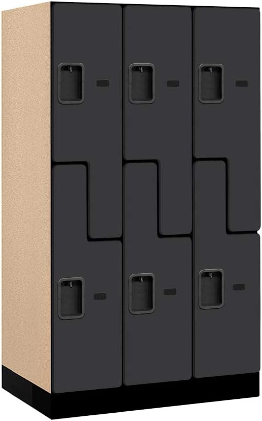 Salsbury Industries Double Tier 'S' Style Designer Wood Locker, Mahogany, 5' 3" x 15"