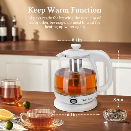 Taylor Swoden Electric Kettle with Tea Infuser, 1L Small Electric Tea Kettle with Keep Warm, LED Light Hot Water Boiler & Heater for Coffee & Teas