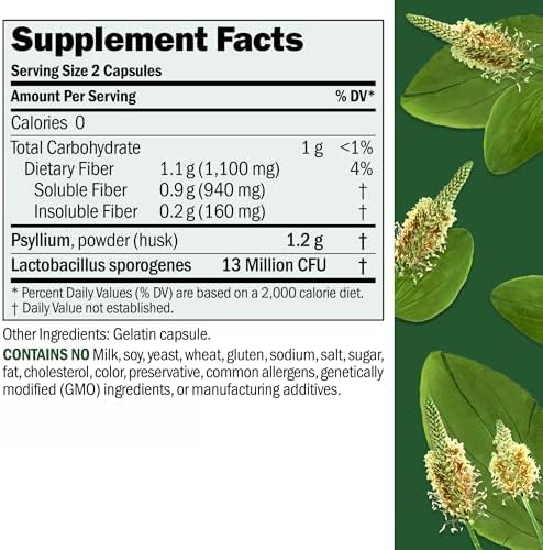 Andrew Lessman ProCaps Fibermucil Psyllium Husk Fiber 180 Capsules | Psyllium Husk Powder with Soluble & Insoluble Fiber plus Lactobacillus Sporogenes. No additives. Easy-to-swallow capsules.