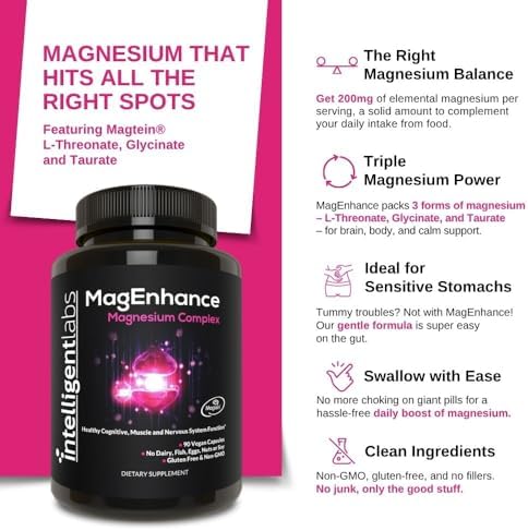 MagEnhance Magnesium Complex, Magtein® L-Threonate, Glycinate for Sleep | Magtein® L-Threonate, Glycinate & Taurate for Sleep, Brain Health