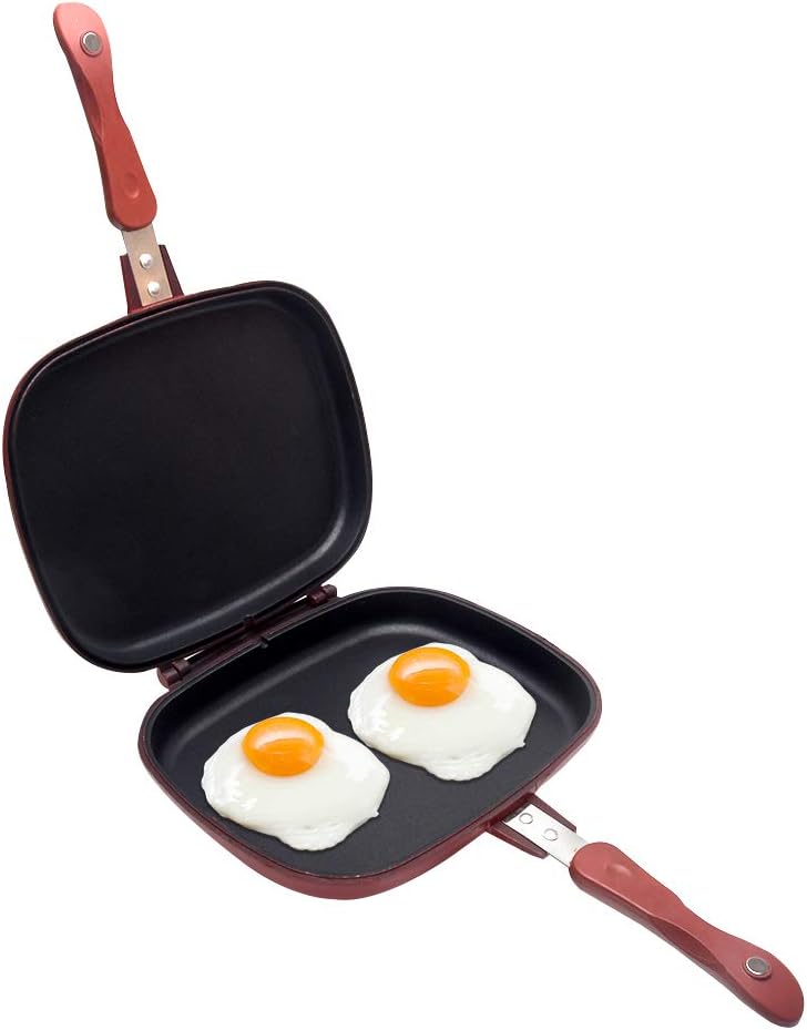 Square Double Sided Frying Pan, Kitchen Non-stick Baking Pancake Pan Omelette Trays, Indoor/Outdoor Camping Sandwich Toaster Grill, Cooks Toasties