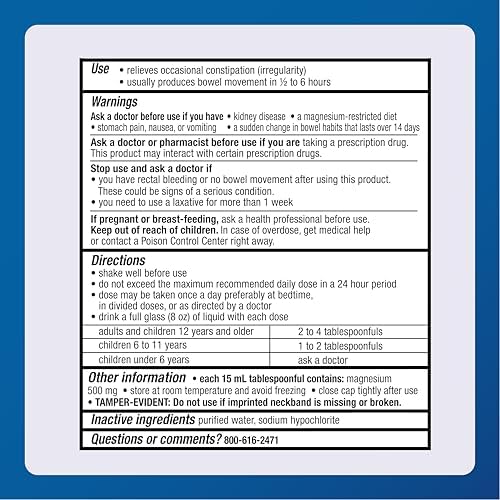 MAJOR Milk of Magnesia Saline Laxative - Original Flavor - Effective Overnight Relief - Stimulant-Free, Sugar-Free - 16 Fl Oz