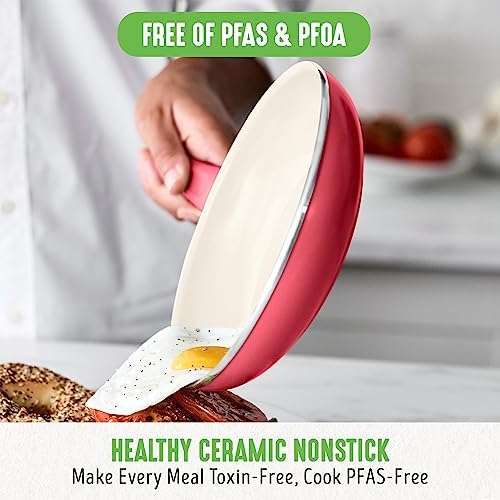 GreenLife 16 Piece Nonstick Cookware Set, Soft Grip Non-Toxic PFAS-Free Ceramic Pots & Pans, Dishwasher & Oven Safe, Frying, Sauce, Saute, Utensils