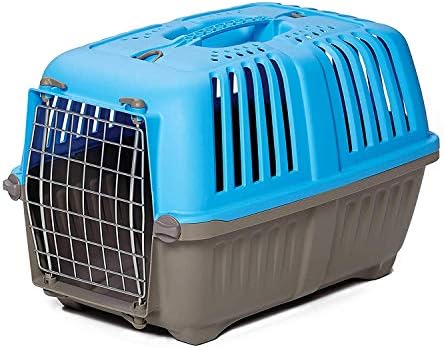 Spree by MidWest 19-Inch Travel Carrier, Blue, Fits Pets up to 10 lbs | Hard-Sided Pet Carrier, Steel Door, Ventilated Design, Locking Tabs, Easy Assembly