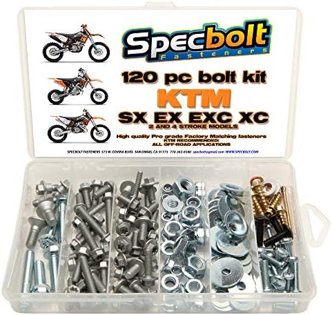 120pc Specbolt Bolt Kit fits: KTM SX EX EXC MX Dirtbike OEM Spec Fastener. This Includes 2 Strokes: 50 60 65 85 105 125 250 300 360 380 550 4