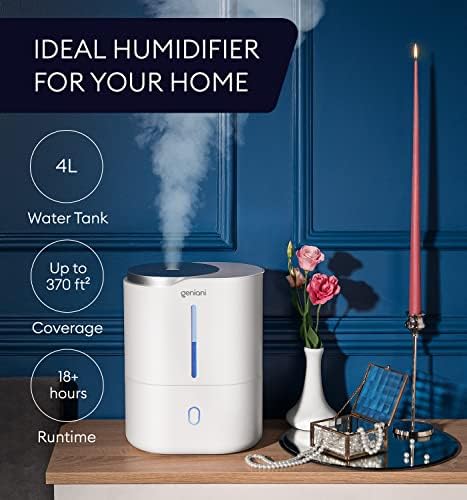 GENIANI Portable Cool Mist Humidifiers for Bedroom & Office - Ultrasonic Humidifier for Home, Baby, Small Room with Auto Shut Off
