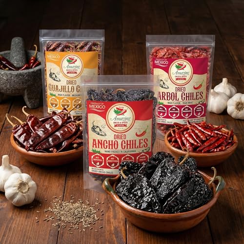 Dried Chile Peppers Variety Pack 3x4oz Ancho Arbol Guajillo Mexican Chili