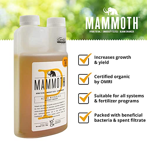 Mammoth Organic Bloom Booster | Mammoth P Organic Fertilizer Microbial Inoculant | 16% Proven Increase in Yield (250 ml)