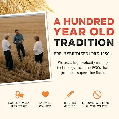 Sunrise Flour Mill Organic Heritage Whole Wheat Flour - 2 lbs | Easier to Digest with Less Bloating | No Bleaching or Bromating | Zero Additives