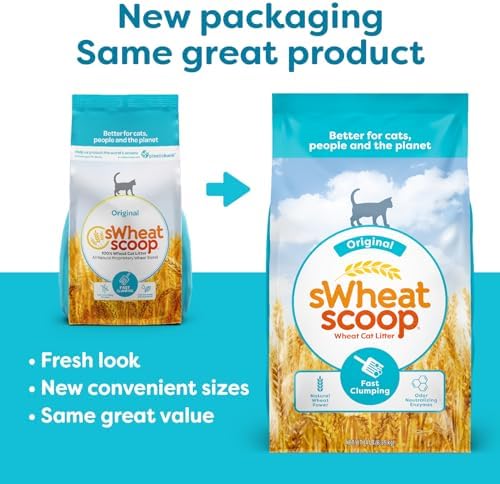sWheat Scoop Natural Wheat Multi-Cat Litter, Superior Clumping with Odor Neutralizing Enzymes, 25 Pound Bag