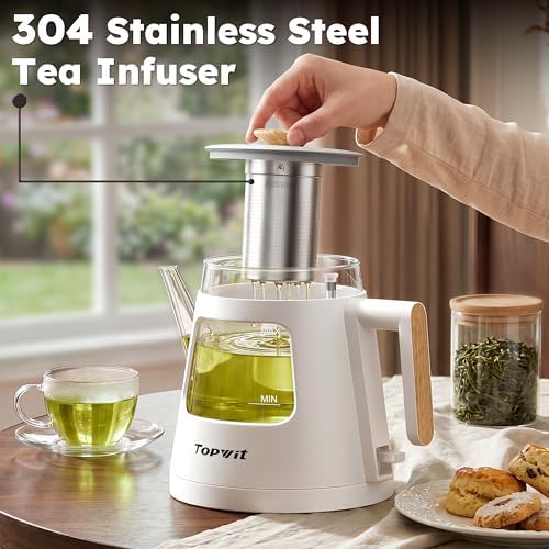 TOPWIT 2.0L Glass Electric Kettle, Hot Water Boiler, BPA-Free