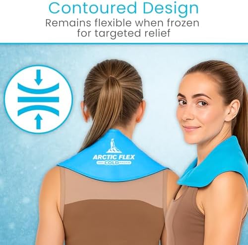 Arctic Flex Neck Ice Pack - Cold Compress Shoulder Therapy Wrap - Cool | Reusable Medical Freezer Gel Pad for Swelling, Injuries, Headache, Cooler (Large (1 Pack))