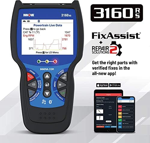 INNOVA 3160RS OBD2 Scanner, ABS Brake Bleeder, ABS SRS Engine Transmission Diagnoses, Clear Trouble Codes, Car Battery Tester & Alternator Tester