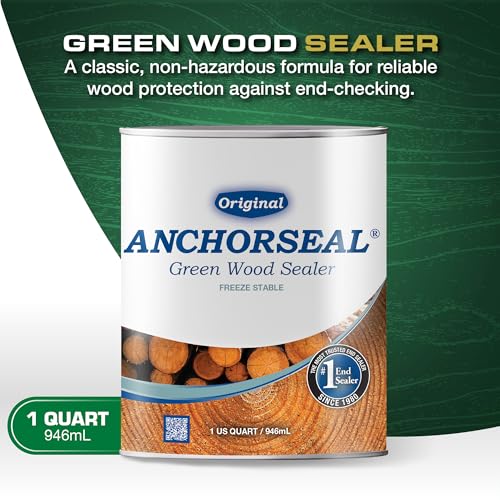ANCHORSEAL Classic Log and Lumber End Sealer, Prevents Checking, 1 Quart | Water Based Wax Emulsion, Prevents up to 90% of Checking, Drying Splits Prevention, Hardwood & Softwood Compatible