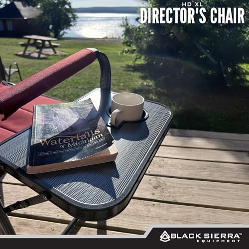 XL Directors Chair with Foldable Side Table, Heavy Duty Camp Chair supports 400 Lbs
