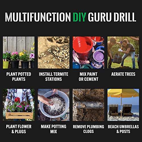 Power Planter DIY Guru Garden Auger- 3"x12" Drill Bit Hole Digger for Post Diggers, Digging Holes- Bulb Planter Tool- Auger Drill for Planting- Garden Digging Tool- 3/8" Non-Slip Hex Drive