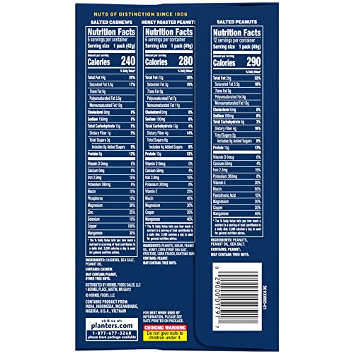 PLANTERS Salted Peanuts, Plant Based Protein Snacks, 1 Oz (48 Ct) | Roasted Salted Nuts Snack Packs. Kosher. Bag. Snacks for Adults. Individual Snacks