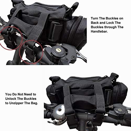 BraveHawk OUTDOORS Bike Handlebar Bag, 900D Nylon Oxford Multi-purpose Waist Bag Water Resistant Bicycle Cycling Pack (Black)