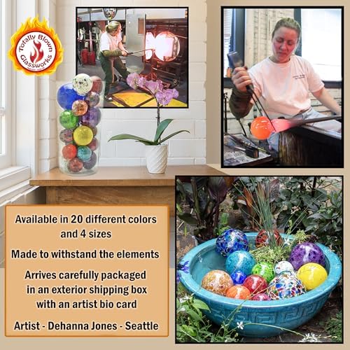 Totally Blown Glassworks Pond Float. Handmade Blown Glass, Garden Gazing Ball, Table Centerpiece