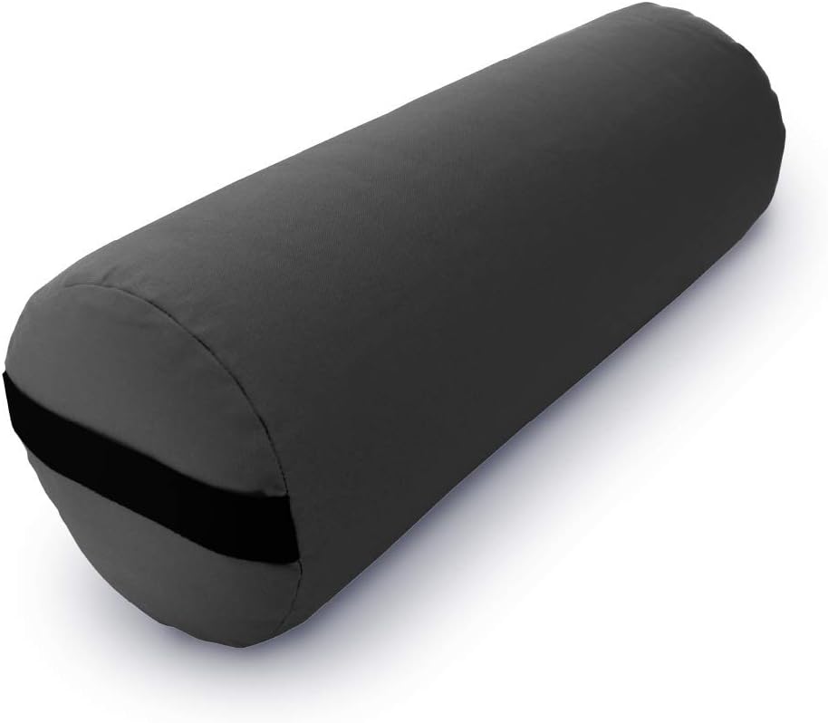 Bean Products Cotton Batting Yoga Bolster - Studio Grade Round or Rectangular Restorative Yoga Pillow for Pilates and Yin Practice - Soft Yet Firm Support with Cotton Cover - Made in The USA