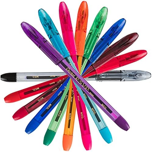 Pentel RSVP Ballpoint Pen, (1.0mm), Medium Line, Assorted Ink, Pack of 8 (BK91CRBP8M)