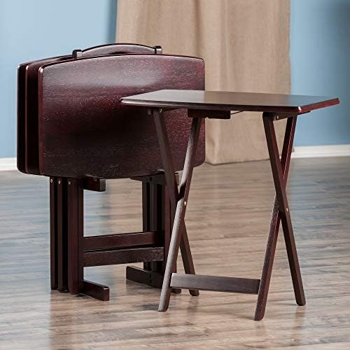 Winsome Darryl Set of 4 Oversized Foldable Tables, Walnut, 26" | Easy to Store Portable Fold Up Table Set for Kitchen, Living Room TV Dining, Crafts, Puzzles, Work From Home