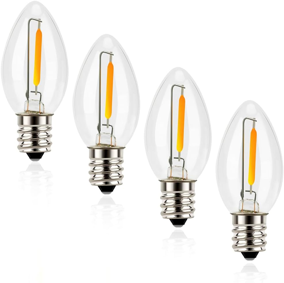 Emotionlite C7 LED Candelabra Bulbs, E12 Base, Warm White 2700K, 4 Pack | lear LED chandelier bulbs, 4W/5W/6W/7W incandescent equivalent with E12 candelabra base