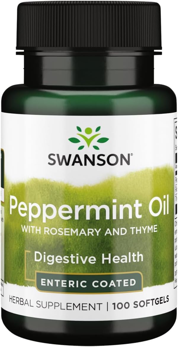 Swanson Peppermint Oil Combination, Enteric-Coated, 100 Softgels | Effective Relief from Occasional Mild Gas and Indigestion