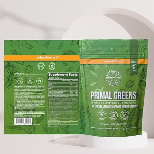 Primal Harvest Greens - Daily Supplement Powder, Gluten, Dairy & Soy Free