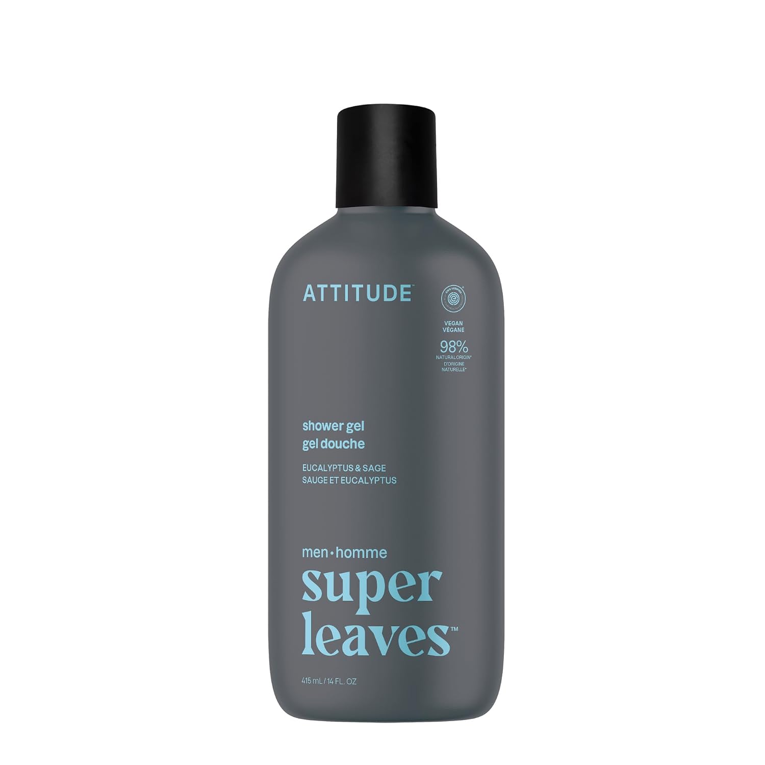 ATTITUDE Body Wash, EWG Verified Shower Gel, Dermatologically Tested, Plant and Mineral-Based, Vegan Personal Care Products, Earl Grey & Fresh Cucumber, 16 Fl Oz