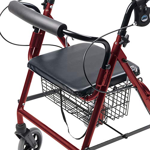 Lumex Walkabout Lite Hemi Rollator, Short & Lightweight Walker, Low 20" Seat, Burgundy