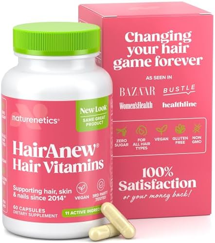 Hair Growth Vitamins for Women & Men - 5000mcg Biotin, 11 Ingredients | Vegan blend with keratin-building nutrients for thicker, fuller hair, plus skin and nail support, 60 capsules