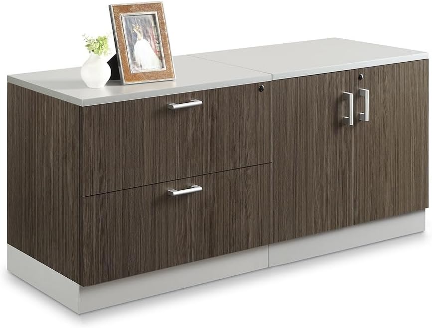 NBF Storage Cabinet Lateral File Combo for Office Organization, White