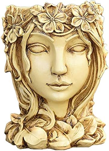 Head Planter Face Flower Pot Goddess Statue Planter Girl Portrait Container
