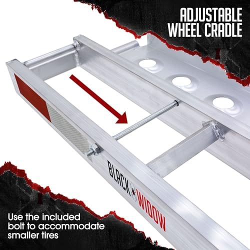 Black Widow Aluminum Dirt Bike Hitch Carrier with Ramp, 400 lb Capacity | Non-Folding Motorcycle, eBike & Fat Tire Bike Hauler for Truck & SUV, Fits 2-Inch Class III/IV Hitch Receiver